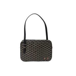 GOYARD Yona Shoulder Bag Black Leather Coated Canvas